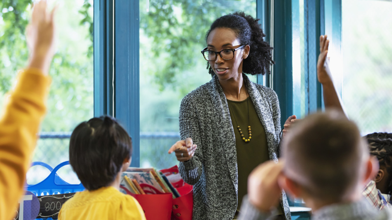 Teacher and students